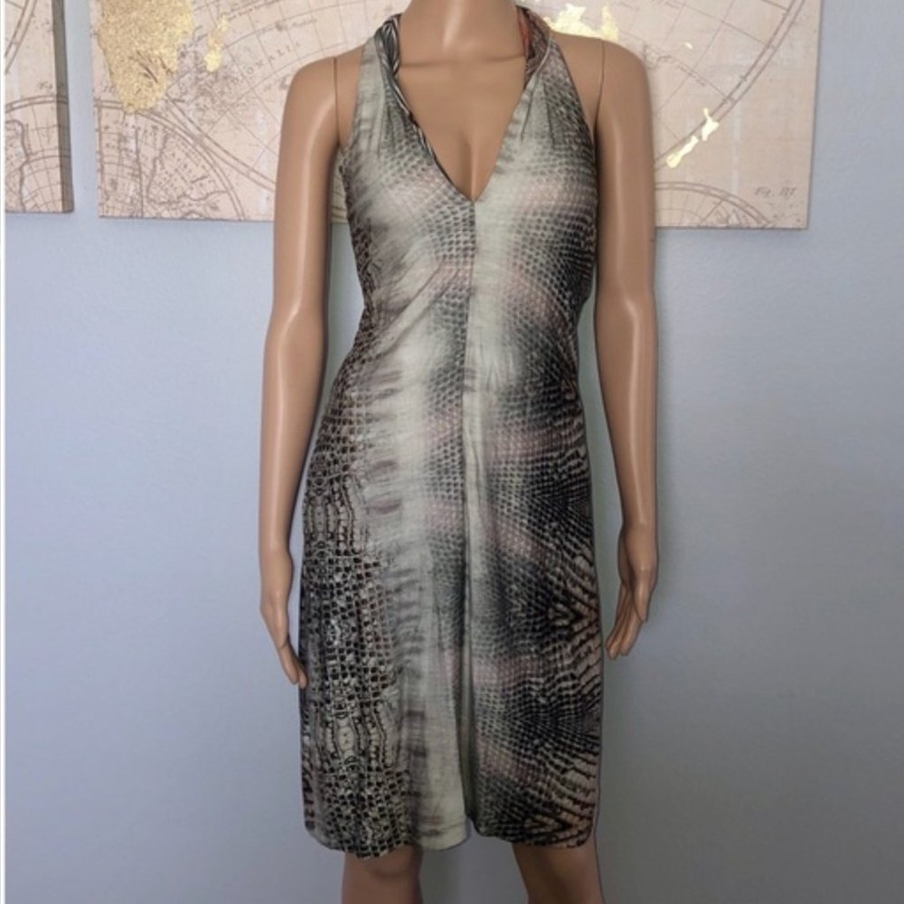 NWT Stina Sayre deep v cut animal print dress Sz S